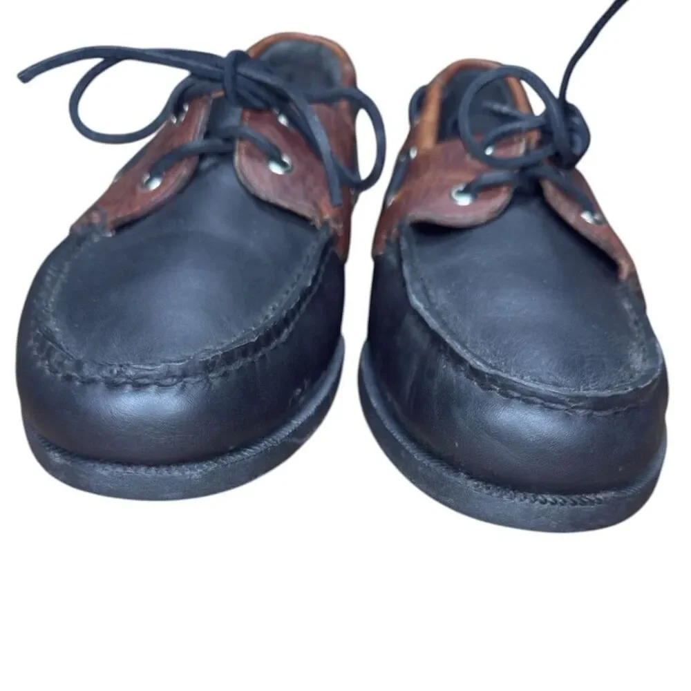Cole Haan Dominick Boat II Mens Black Amber Leather Loafers Lace Up Size: 10.5M